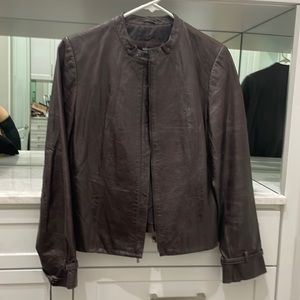 Lord and Taylor, genuine leather jacket in chocolate brown